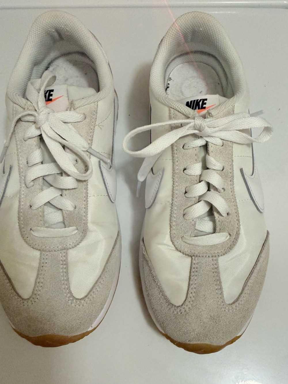 Nike Women's White & Light Gray Suede Retro Sneakers